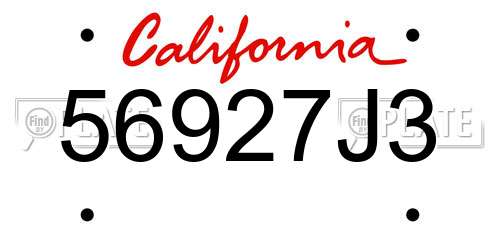 56927J3 California License Plate