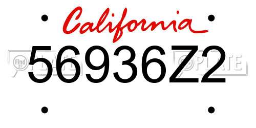 56936Z2 California License Plate
