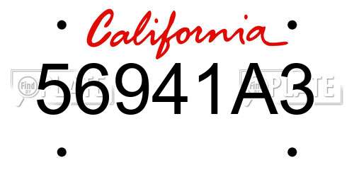 56941A3 California License Plate