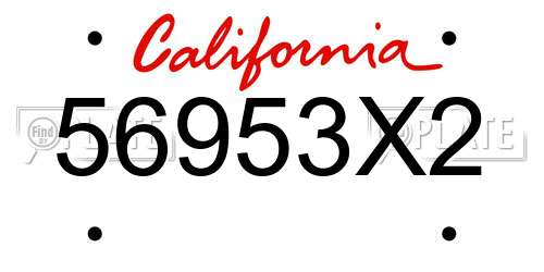 56953X2 California License Plate