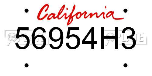 56954H3 California License Plate