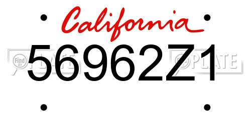 56962Z1 California License Plate
