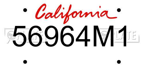 56964M1 California License Plate