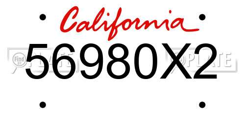 56980X2 California License Plate