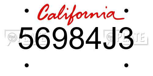 56984J3 California License Plate
