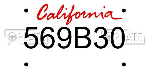 569B30 California License Plate