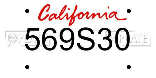 569S30 California License Plate