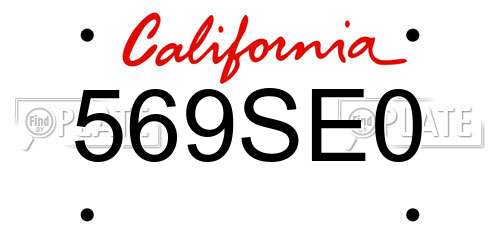 569SE0 California License Plate