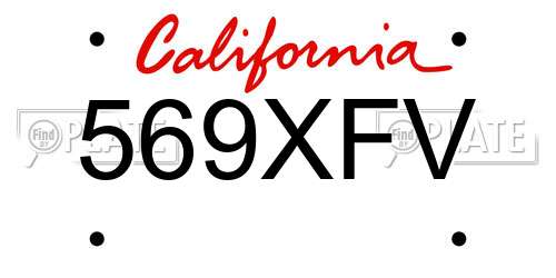 569XFV California License Plate
