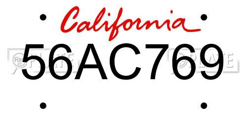 56AC769 California License Plate