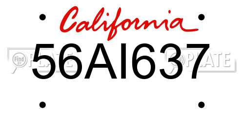 56AI637 California License Plate