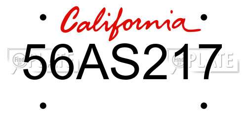 56AS217 California License Plate