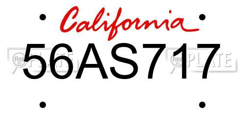 56AS717 California License Plate
