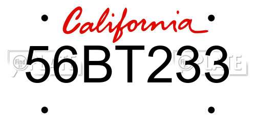 56BT233 California License Plate