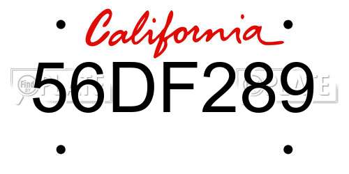 56DF289 California License Plate