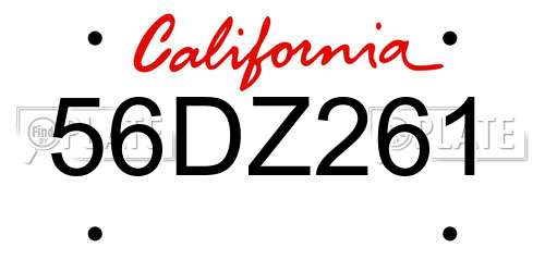 56DZ261 California License Plate
