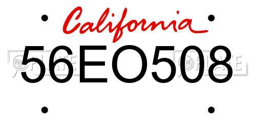 56EO508 California License Plate