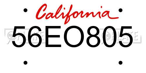 56EO805 California License Plate