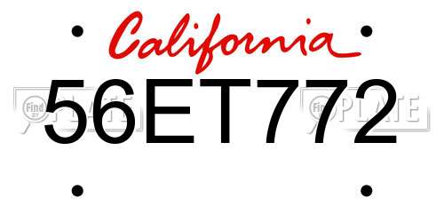 56ET772 California License Plate