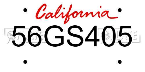 56GS405 California License Plate