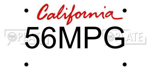 56MPG California License Plate