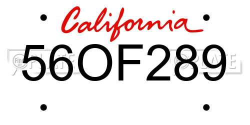 56OF289 California License Plate