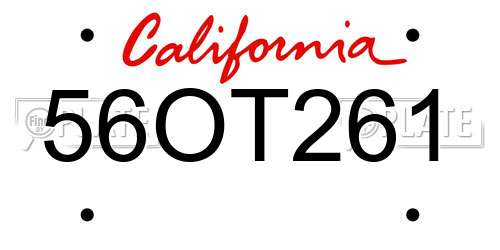 56OT261 California License Plate