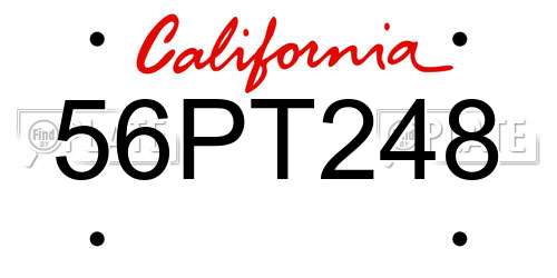 56PT248 California License Plate