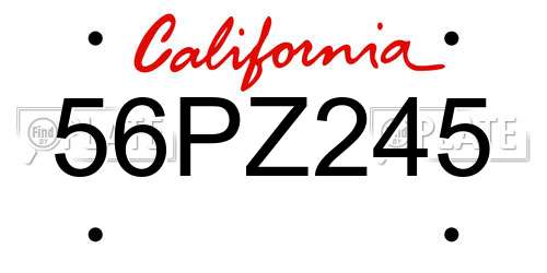 56PZ245 California License Plate