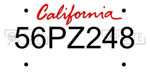 56PZ248 California License Plate