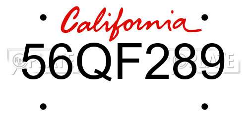 56QF289 California License Plate