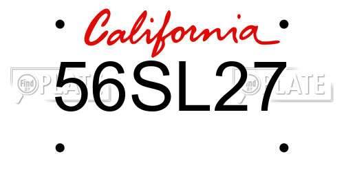 56SL27 California License Plate
