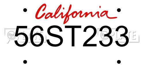 56ST233 California License Plate