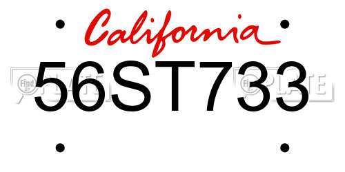56ST733 California License Plate