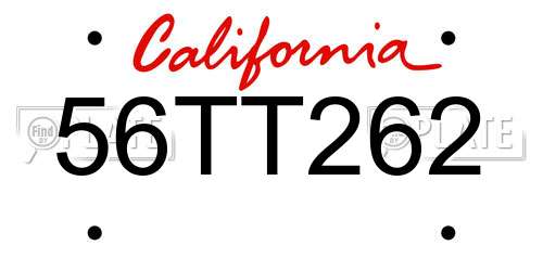 56TT262 California License Plate
