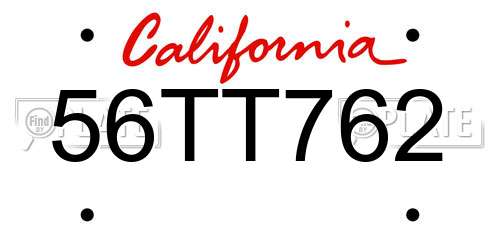 56TT762 California License Plate