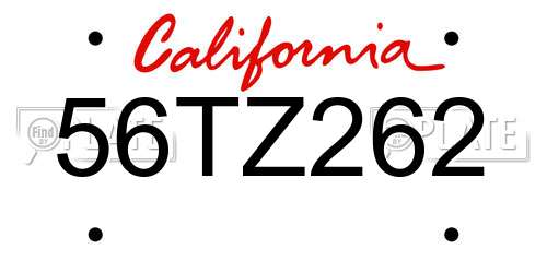 56TZ262 California License Plate