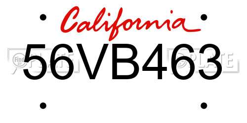 56VB463 California License Plate