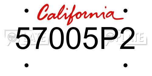57005P2 California License Plate