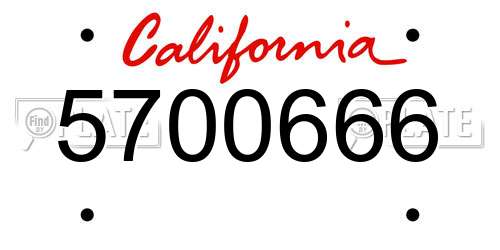 5700666 California License Plate