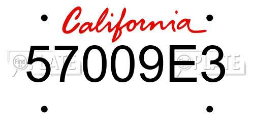 57009E3 California License Plate