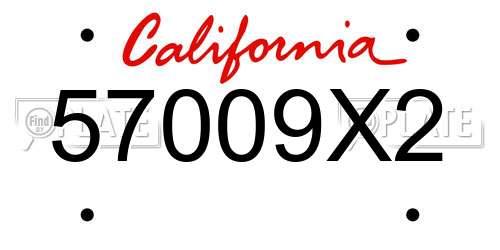 57009X2 California License Plate