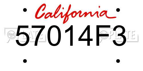 57014F3 California License Plate