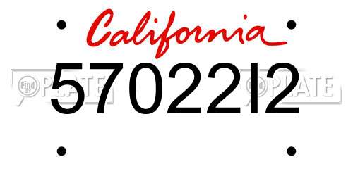 57022I2 California License Plate