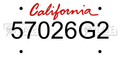 57026G2 California License Plate