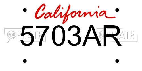 5703AR California License Plate