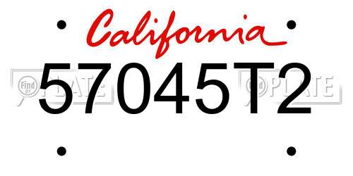 57045T2 California License Plate