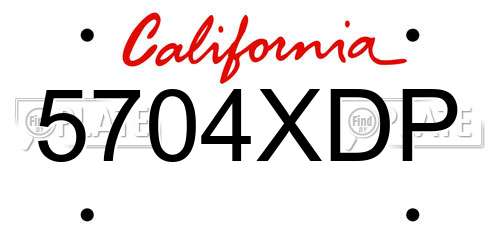 5704XDP California License Plate