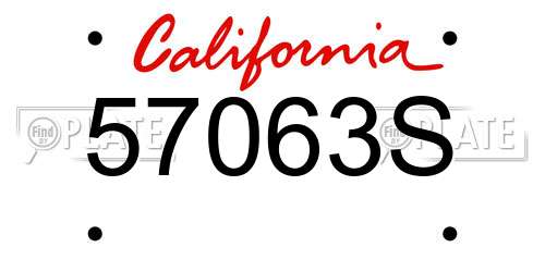 57063S California License Plate