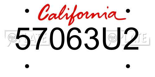 57063U2 California License Plate
